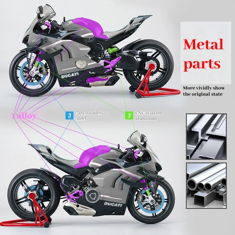 Golog 1:7 Startspray Simulatie Locomotief V4S Motorfiets Handgemaakte Decoratie Legering Model Simulatie kinderen speelgoed cool