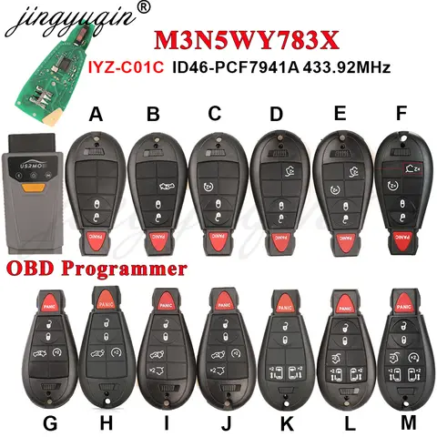 433Mhz 7941 Remote Car Key Fob OBDII M3N5WY783X For Chrysler Town & Country Jeep Grand Cherokee Dodge Caravan Journey IYZ-C01C