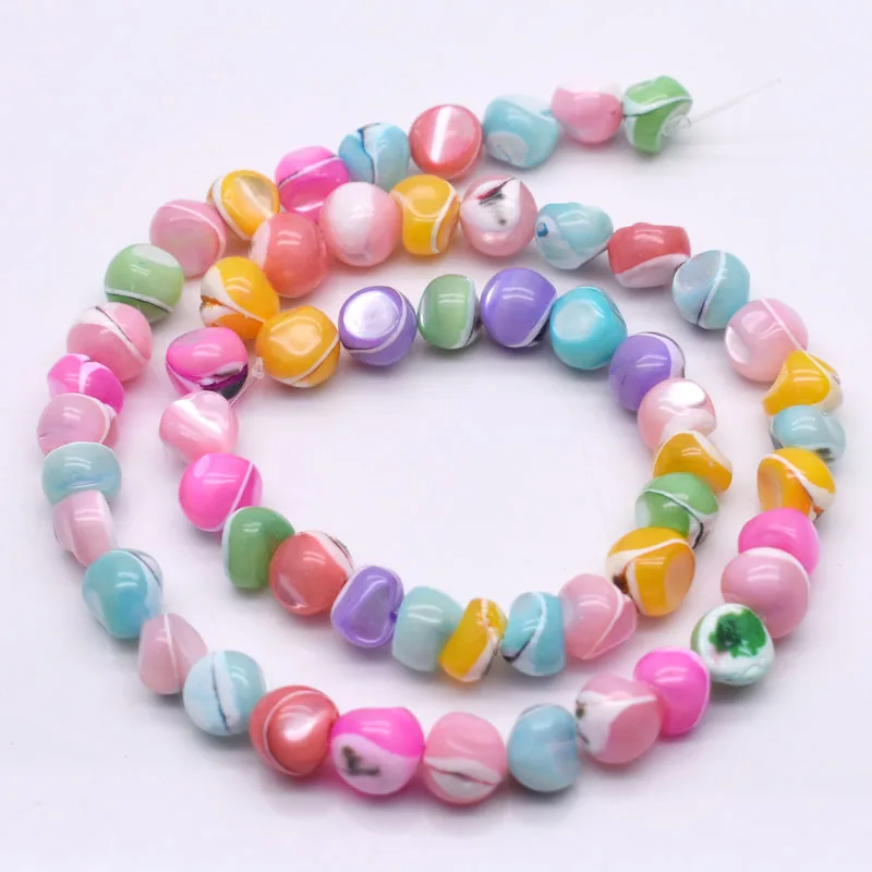 Approx 8mm Natural Shell Beads Multicolour Irregular Round Loose Spacer Beads For Jewelry Making  Findings DIY Necklaces 15inch