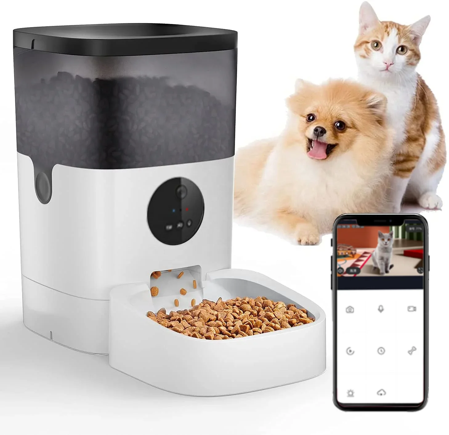 Remote Controlled Smart Pet Food Timer Feeder Dog And Cat Bowl Microchip  Video 4L 6L With Wifi  For  Cats