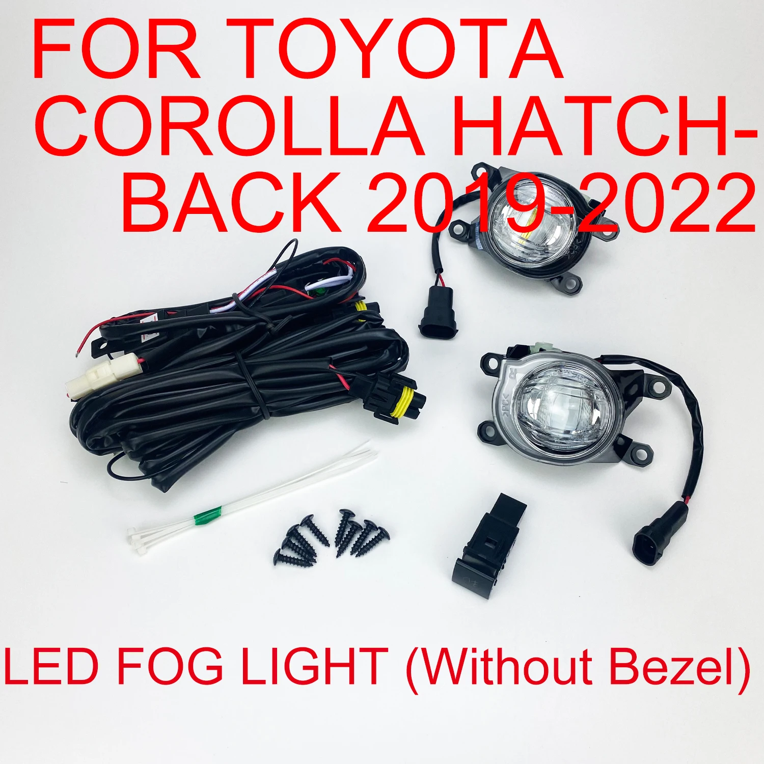 

Front LED Bumper Fog Lights Kit For Toyota Corolla Hatchback 2019 2020 2021 2022 Right + Left Side Clear Lens (Without Bezel)