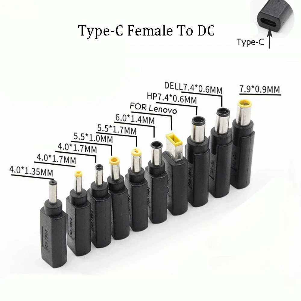 

10PCS Type-C Female To DC 3.0x1.0 4.8x1.7 4.5x3.0 5.5x2.1 5.5x2.5 7.4x5.0 mm male adapter plug USB DC power connector