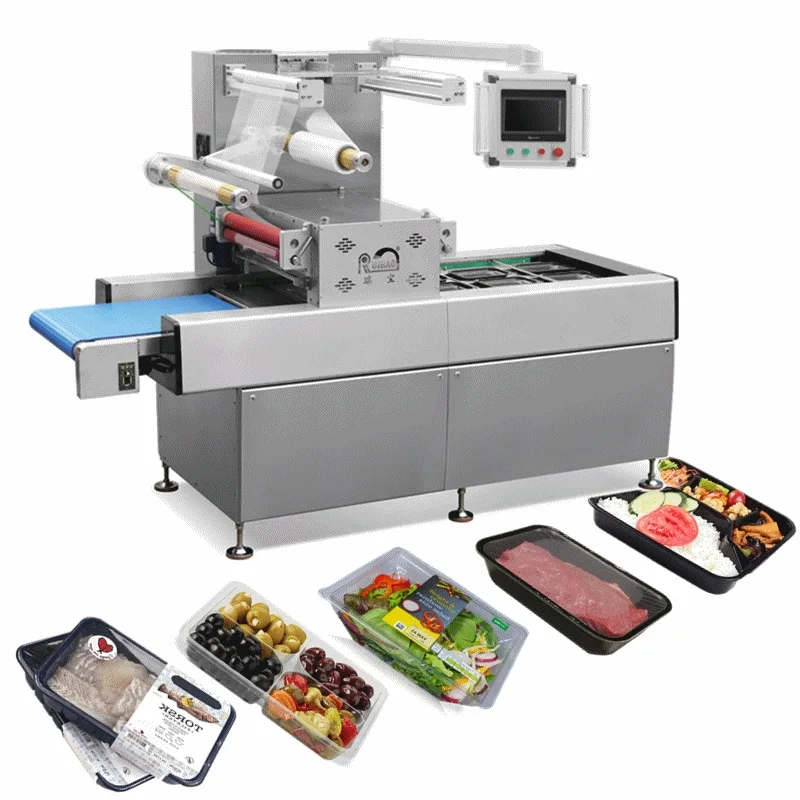 Auto Tray Sealer Machine Multi-Functional for Meat Ready Meals Salad Modified Atmosphere Packing Vacuum Cooked Food Customized
