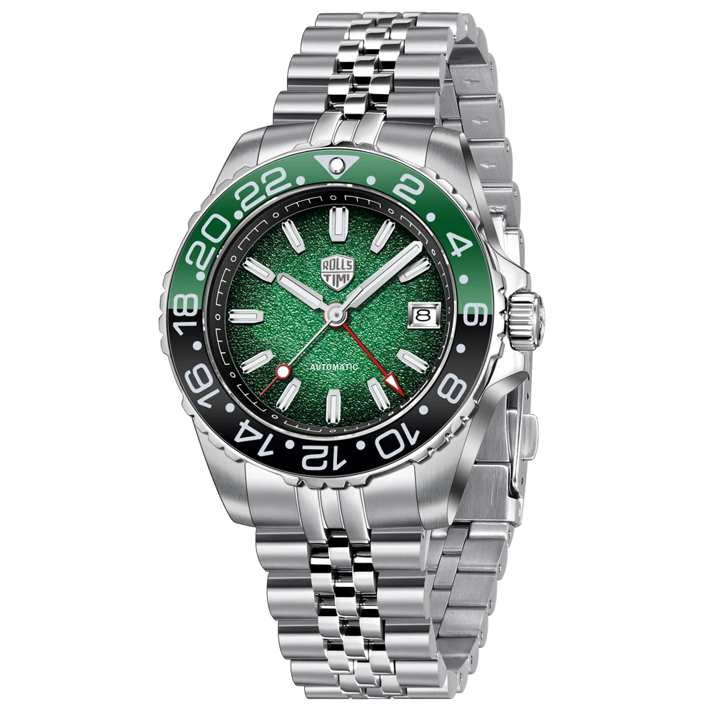 2026 Nieuwe RollsTimi Herenhorloges NH34 Luxe Automatisch Horloge Heren GMT Mechanisch Man AR Saffier Waterdicht Luminescerende Keramische Lunette