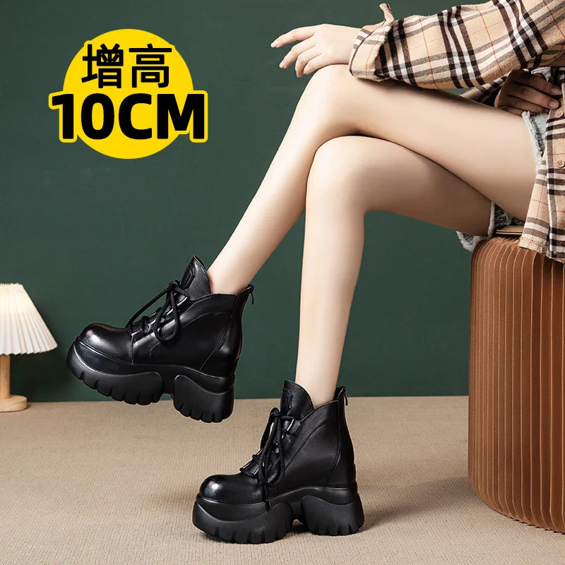 

Women's shoes 2025 autumn and winter new item top layer cowhide high-heeled boot women's leather fashionable short boots