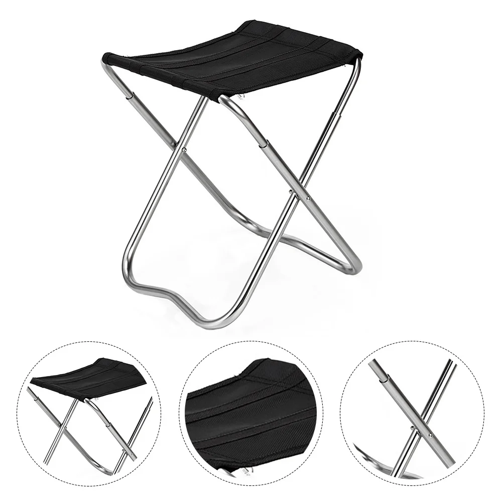 

1Pcs Portable Fishing Chair Folding Stool Outdoor Chair Aluminum Alloy Black for Camping Beach Picnic Travel Garden Barbecue