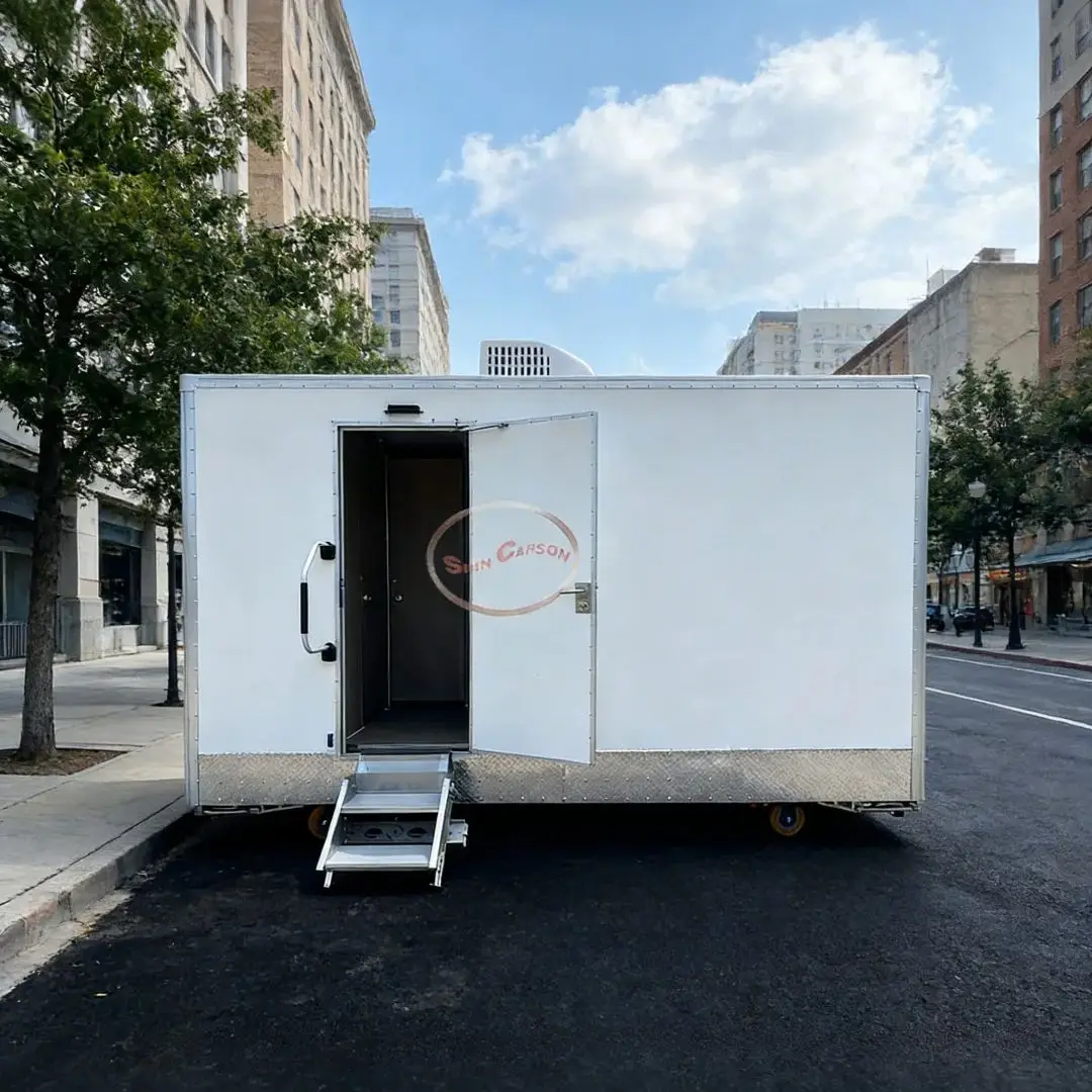 Portable Multi-Compartment Mobile Toilet with Wheels Movable Public Restroom Unit for Camping Area