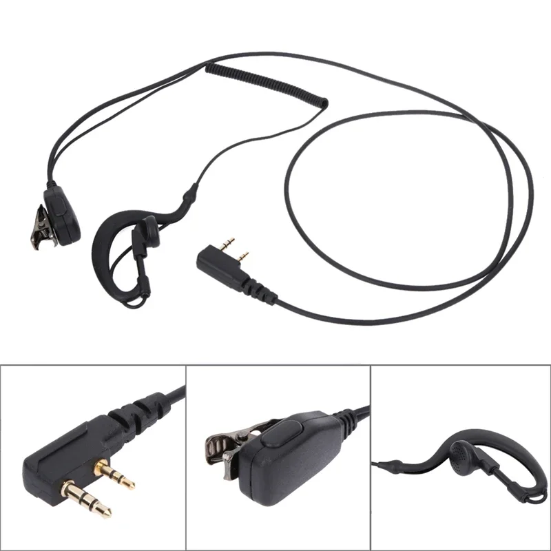 

5 шт., 2-контактный наушник, гарнитура, PTT MIC, оптовая продажа, 1 м, ушной крючок, рация, наушники-вкладыши, наушники для UV5R/KENWOOD/HYT