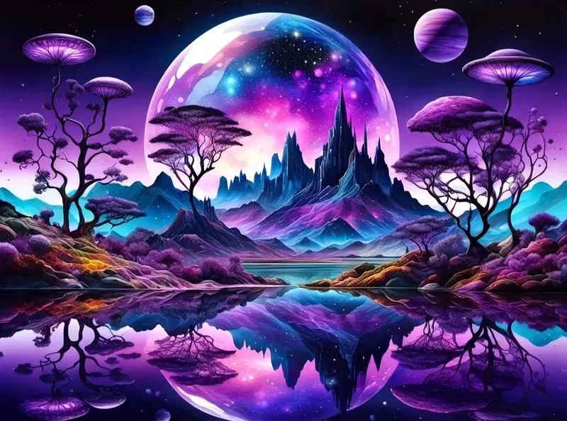 

Purple Landscape Trees Mountains Moon 500/1000/1200/2000 PCS Jigsaw Puzzles Family Activity Games for Gameroom Bedroom Gifts