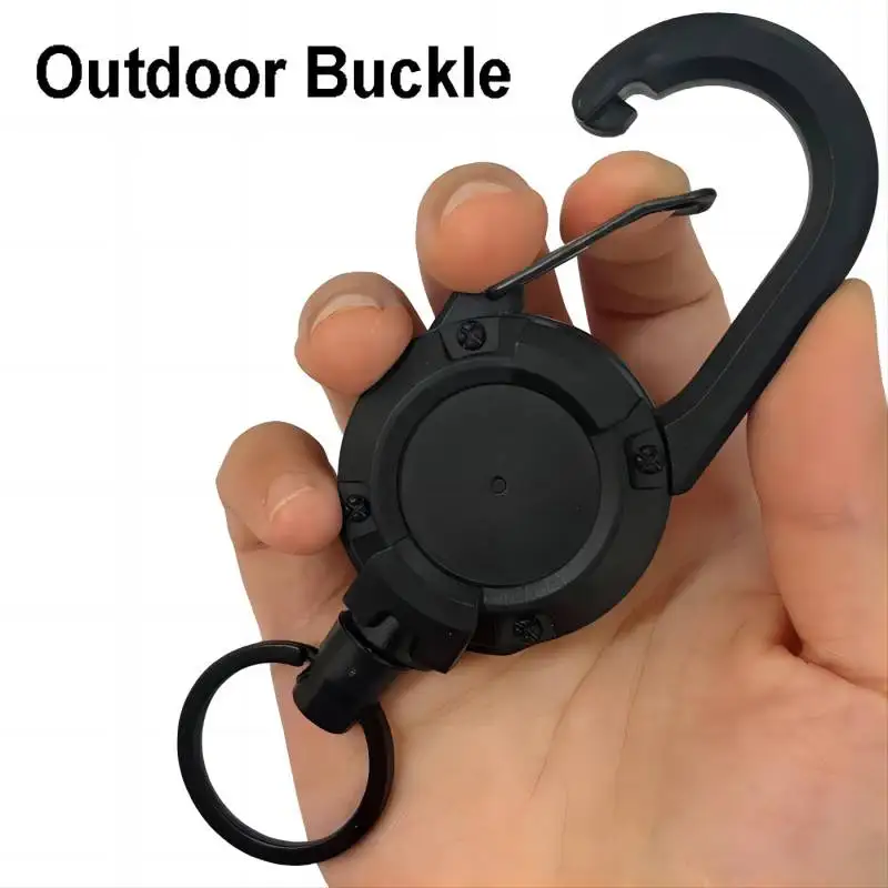 Tactical KeychainClip Pull Recoil Sporty Key Ring Anti Lost ID Card Holder Outdoor 60cm Automatic Retractable Wire Rope