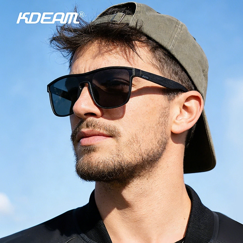 KDEAM XL Men's Polarized Sunglasses Oversized One-Piece Brushed Finish Large 153mm Width Sun Glasses with Case