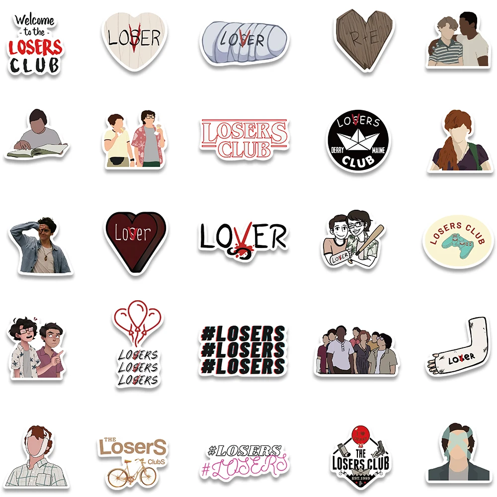 50pcs Funny Cartoon The Losers Club Stickers For Luaggage Guitar Phone Waterproof Graffiti Laptop Decals