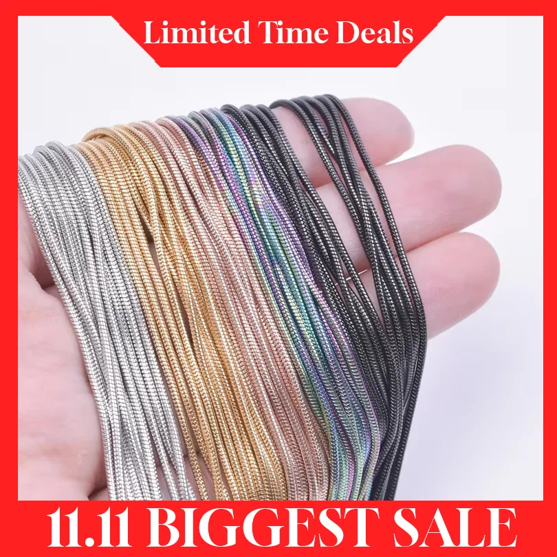 10pcs 1.2mm Round Snake Chains Necklace Jewelry 45/50/60/70cm Length 5...