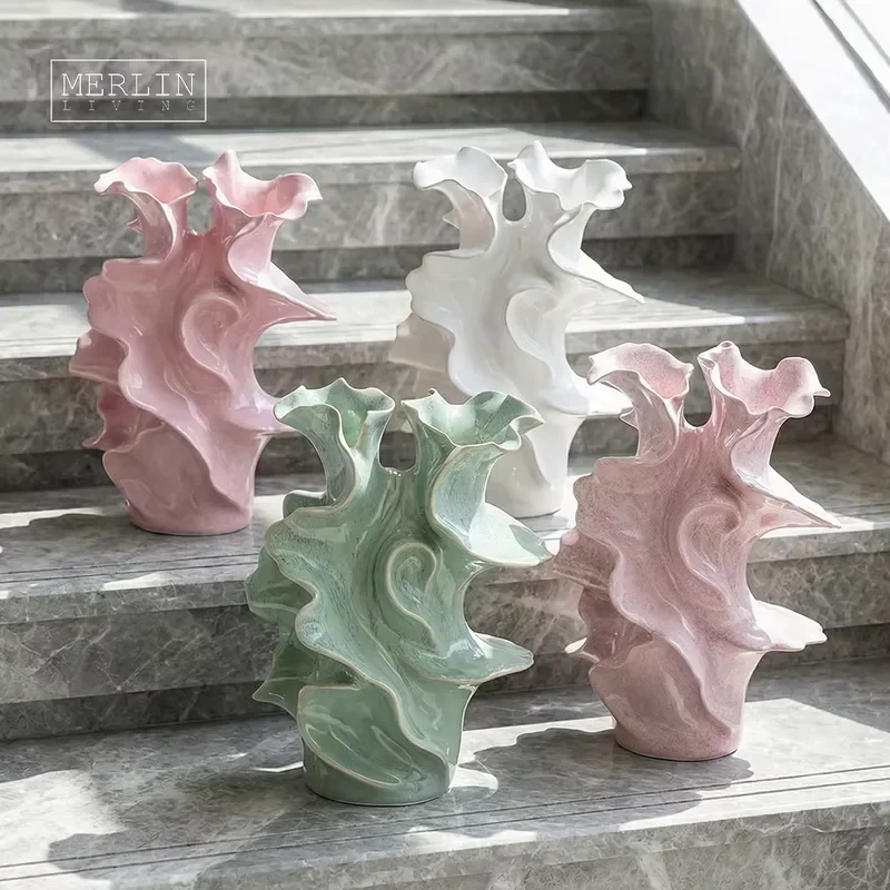 Merlin Living Handmade Ceramic Vase Glazed Modem Vase Decoration Wedding Flower Vase Chaozhou Ceramic Factory OEMODM