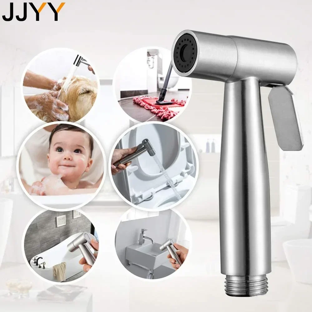 JJYY Bidet Sprayer Kit 4-Piece Set Bathroom Handheld Sprayer Faucet Cloth Diaper Stainless Steel Easy Install