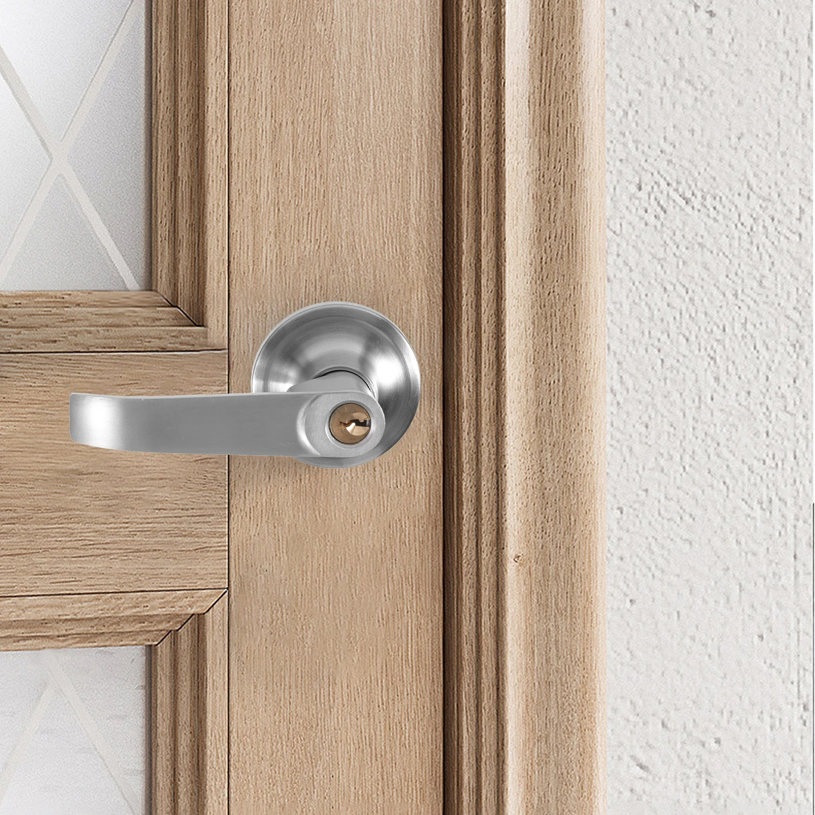 

1 set Copper Core Ball Handled Door Knob Lock Aluminum Alloy Round Handle Internal Thickened Cylinder Spring Bolt High Security