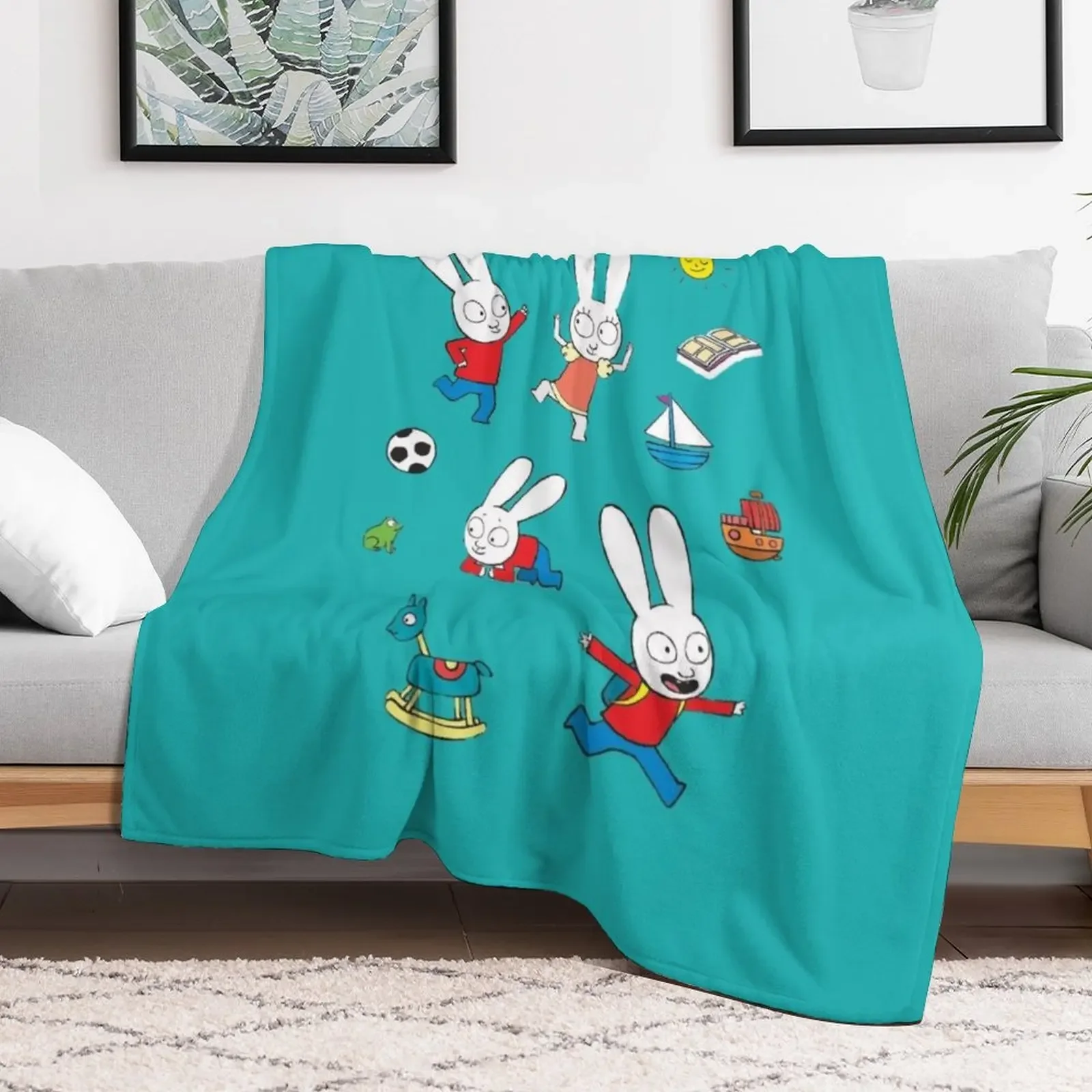 cool simon super rabbit Throw Blanket Shaggy Vintage Hair Blankets