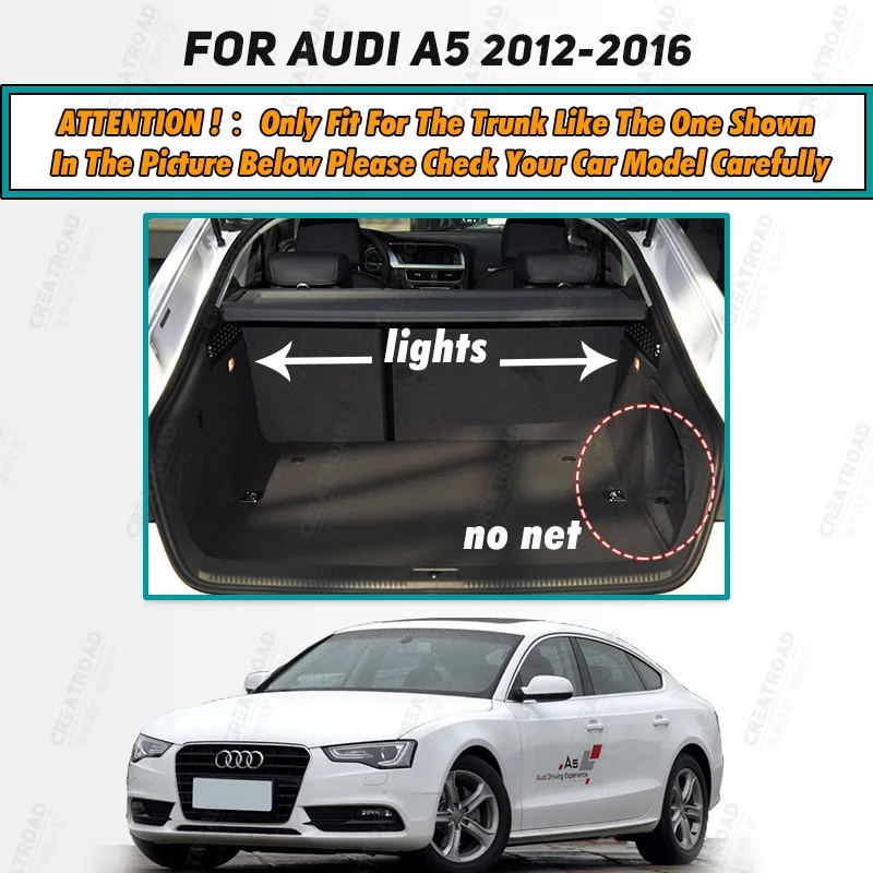 Car Trunk Mat For Audi A5 sedan 8T8 2012 2013 2014 2015 2016 Custom Car cargo liner carpet Accessories Auto Interior Decoration