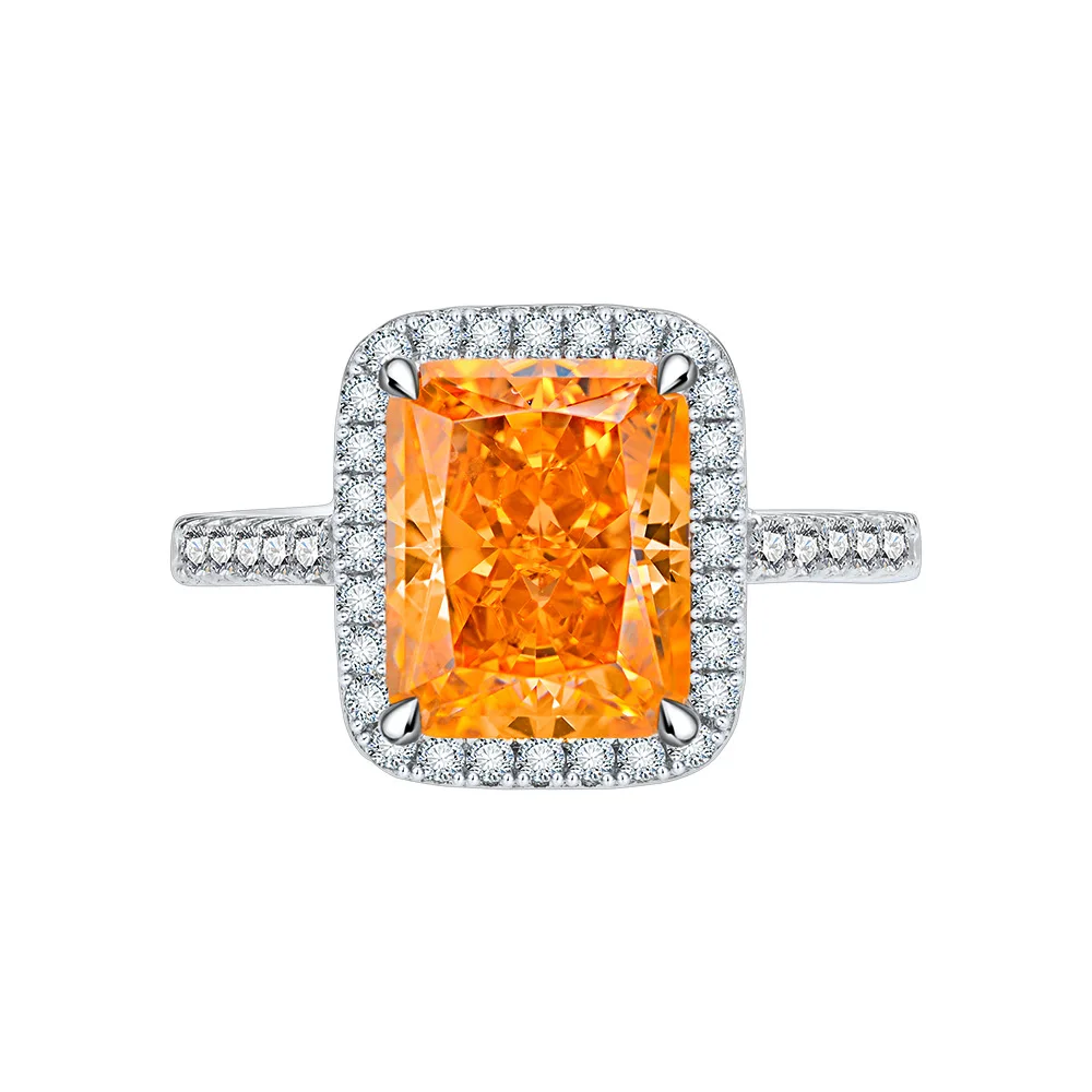 

25 Color Options 8*10mm High Carbon 7 Carat Diamond 925 Sterling Silver Ring for Women