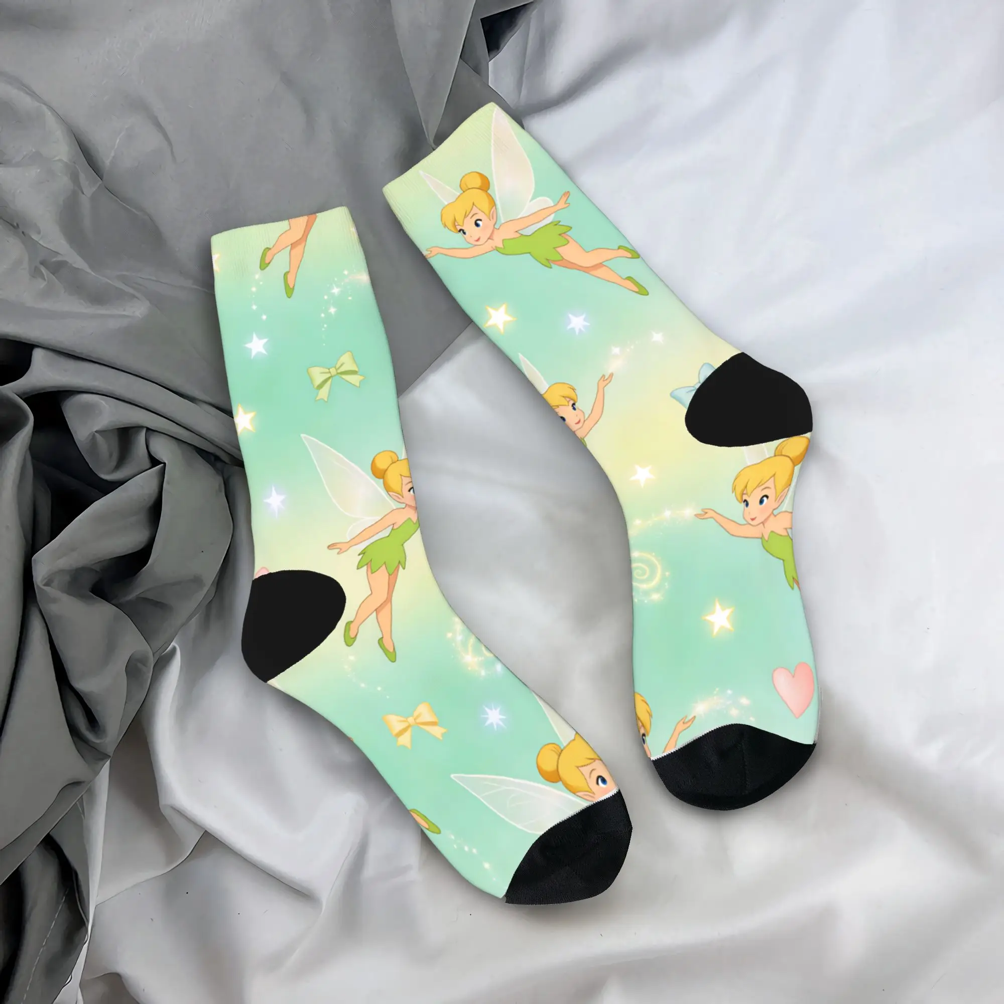 Tinker Anime Bells Stockings  Pattern Funny Socks Spring Anti Skid Socks Men Outdoor Sports Soft Breathable Socks