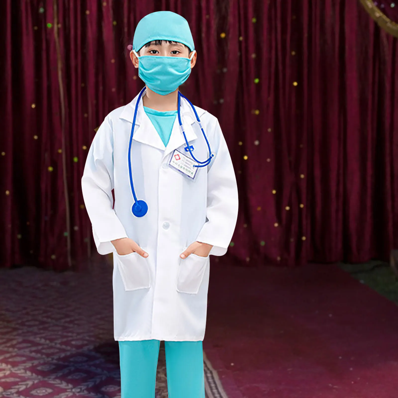 مجموعة واحدة من أزياء لعب الأدوار للأطفال، مادة ممتازة، معطف للأطفال قابل للغسل، هدية تنكرية لأداء مرحلة الحفلات