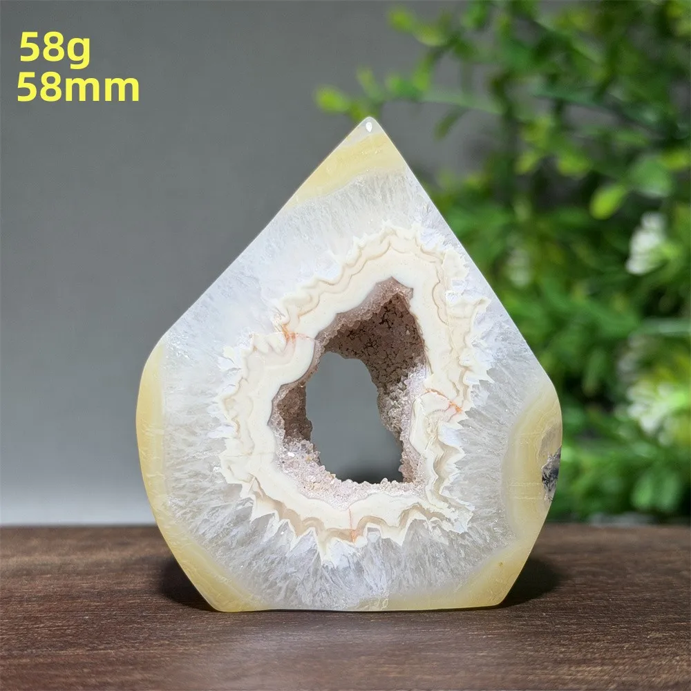 Natural Yellow Agate Crystal Cave Free-Form Torch Ornament Healing Meditation Gemstone Halo Witchcraft Ceremony Energy Home Deco