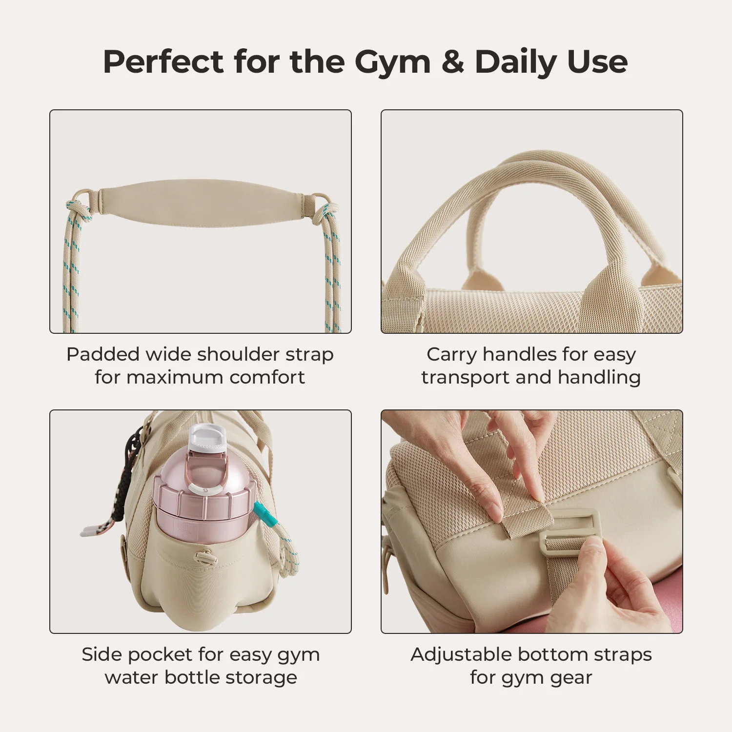 BAGSMART Boston-Tasche für Damen, Mini-Reisetasche, Schulter-Crossbody-Tasche, wasserdicht, mit Nassfach, für Fitnessstudio, Reisen, Alltag, Strand, Weekender – Detail 19