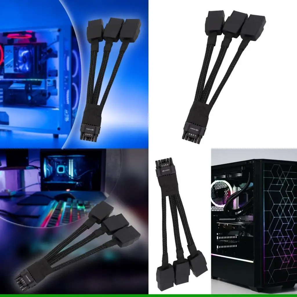 U55C 3x 8Pin To 16Pin GPU Power Cable 16AWG Wire 600W Output For PC Graphics Cards 8P