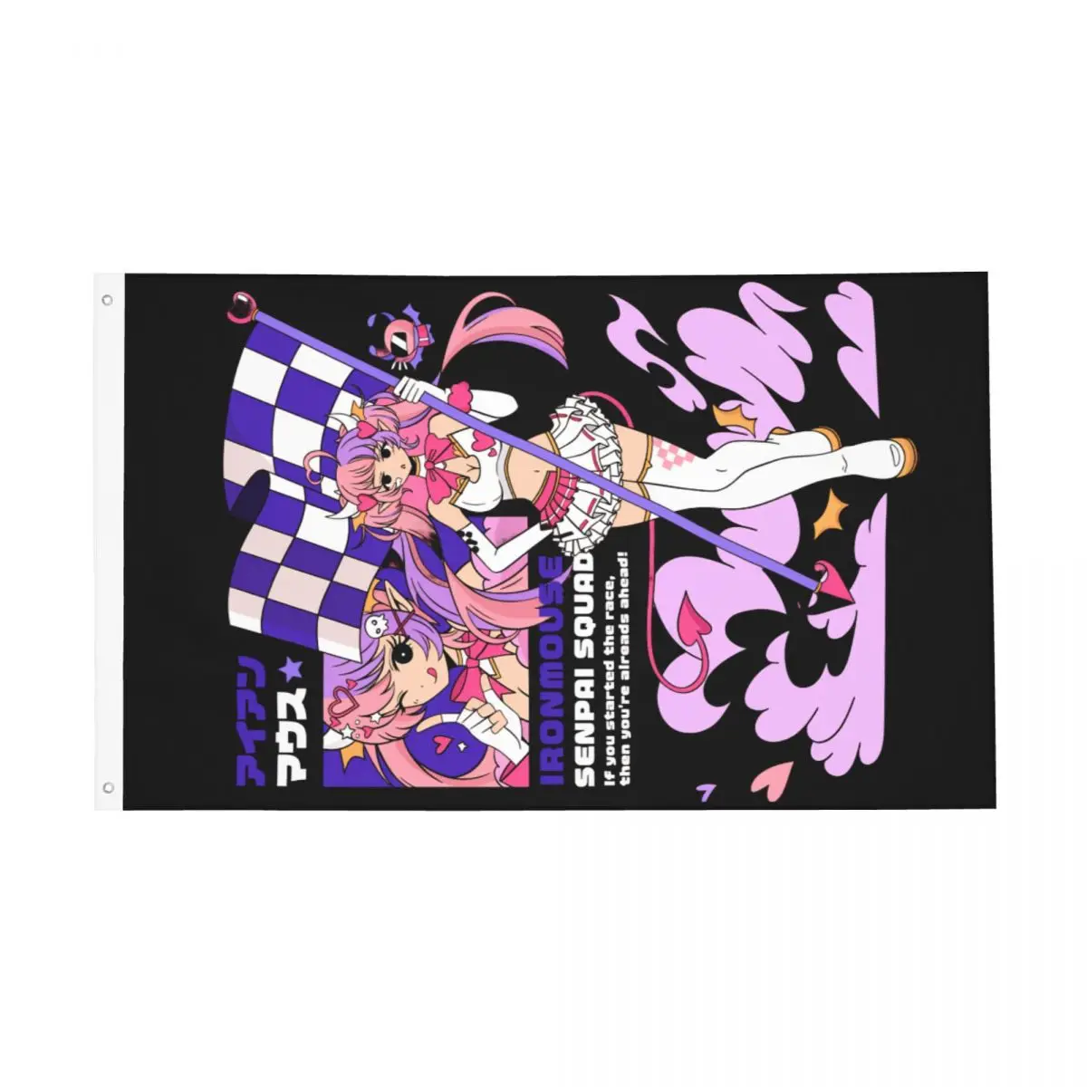 Ironmouse VTuber Flag Fade Proof Indoor Outdoor Banner Virtual Idols Polyester Home Room Dorm Wall Decor