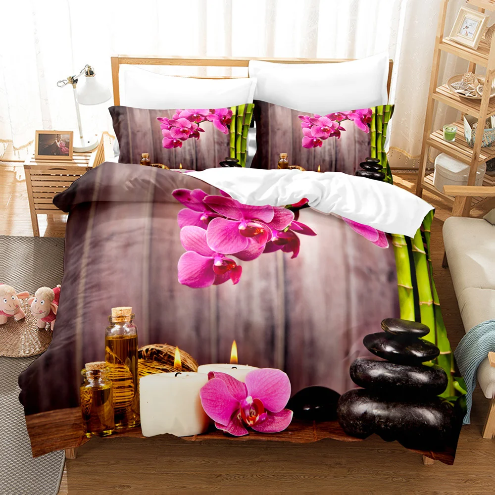 Set copripiumino con fiori viola copripiumino in poliestere copripiumino King Queen Size con federa per Set biancheria da letto donna per ragazze