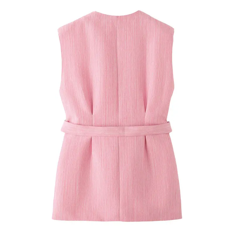Estate 2025 Gilet da donna in rayon di bambù Faionable e pantaloni lunghi Set versatile abbottonato ort Sve V Ne Set due pezzi