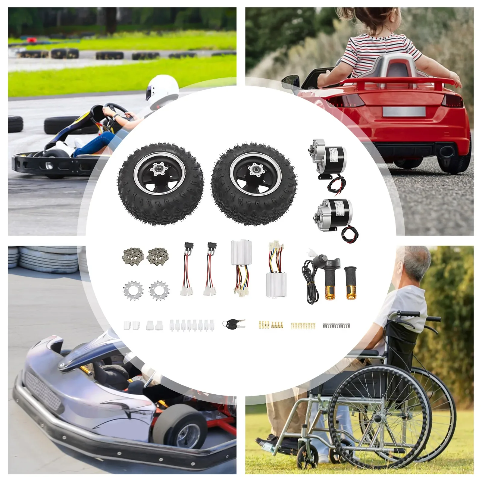 

350W Electric Motor Conversion Kit for Scooter Double Wheel Kit for Electric Cart Scooter Electrical Beach Scooter Accessories