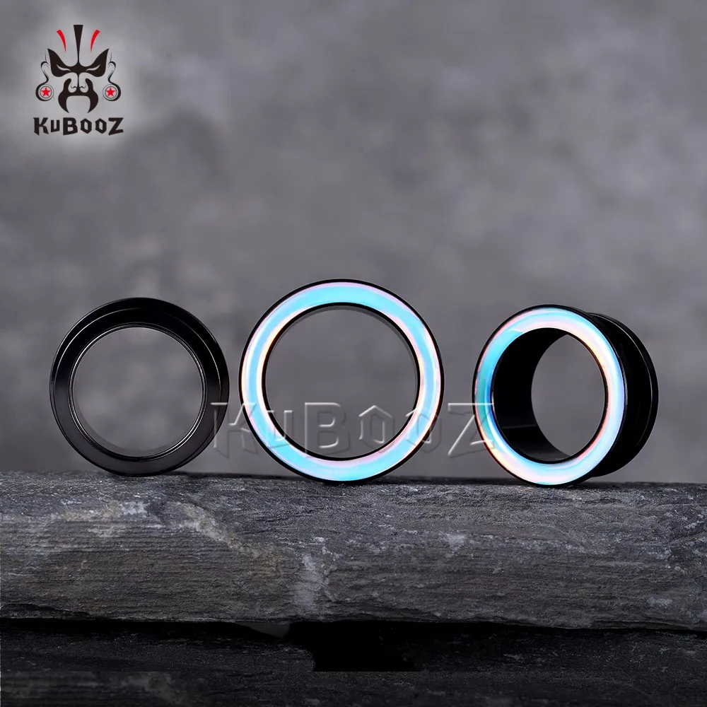 Kubooz neue Edelstahl farbe hohle Ohr tunnel Expander Ringe Piercing Körpers chmuck Stecker Kranken tragen Ohrringe Messgeräte 2St