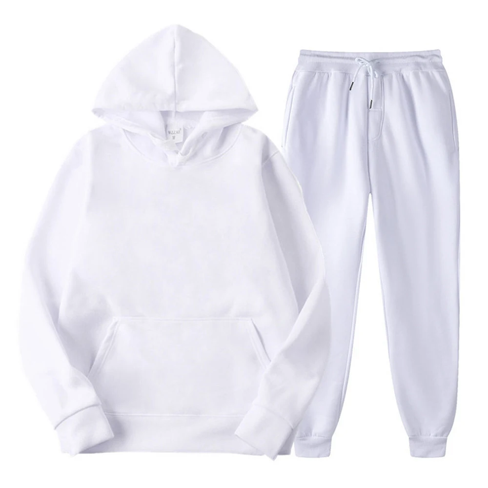 Men's And Women's Solid Color Long Sleeves Two Pieces Set hooded Sweatshirt Suit Men Woman Sportswear Hoodie + Pants