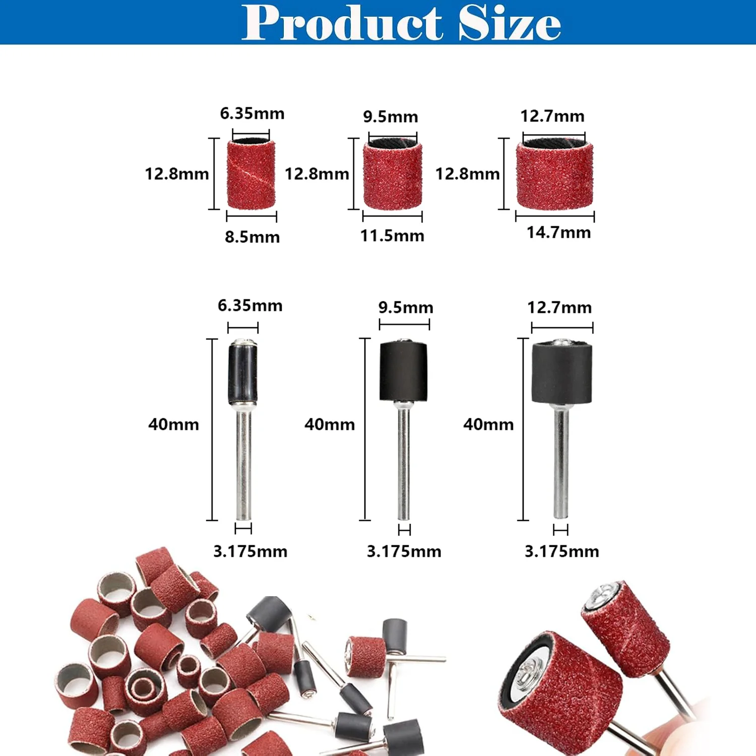 120Pcs Sanding Drum Set Sanding Bands With Sanding Mandrels For Accessories Woodworking Polishing Grinding DIY Craft Accessories