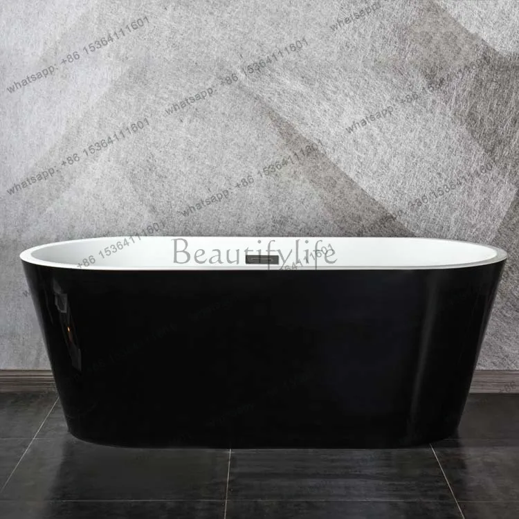 

Freestanding Black Acrylic Hotel Engineering Home Adult Bathtub Minimalist Style