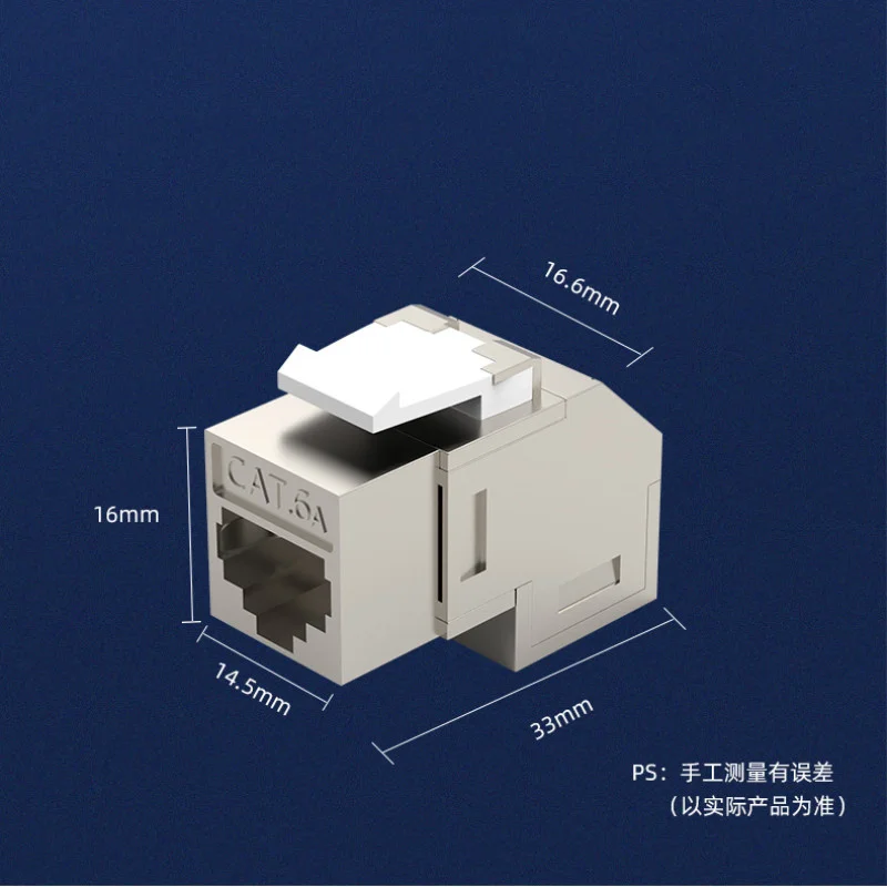 RJ 45 Female Cat6A 90 derajat sudut Splitter Coupler 10G terlindung untuk kosong Panel Faceplate Wallplate RJ45 Keystone Jack Adapter