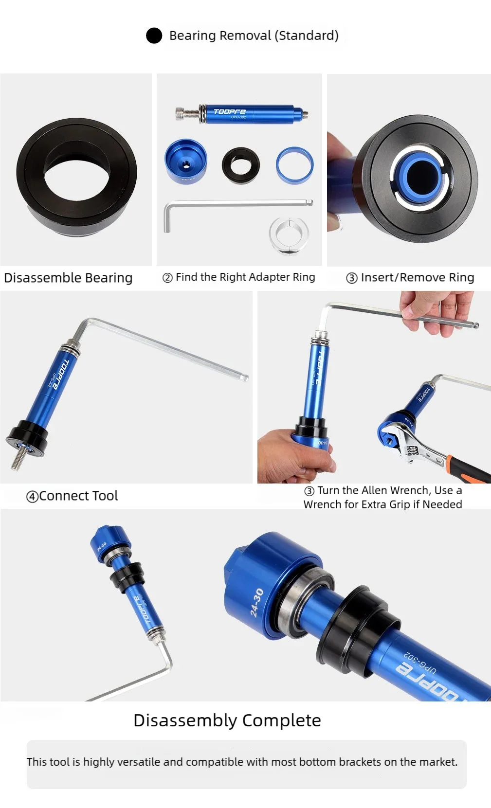 TOOPRE Fahrrad-Innenlager Einpress-Installations- und Demontagewerkzeug MTB Rennrad BB86/PF30/92/386 Lager Universalwerkzeug-Set – Detail 22