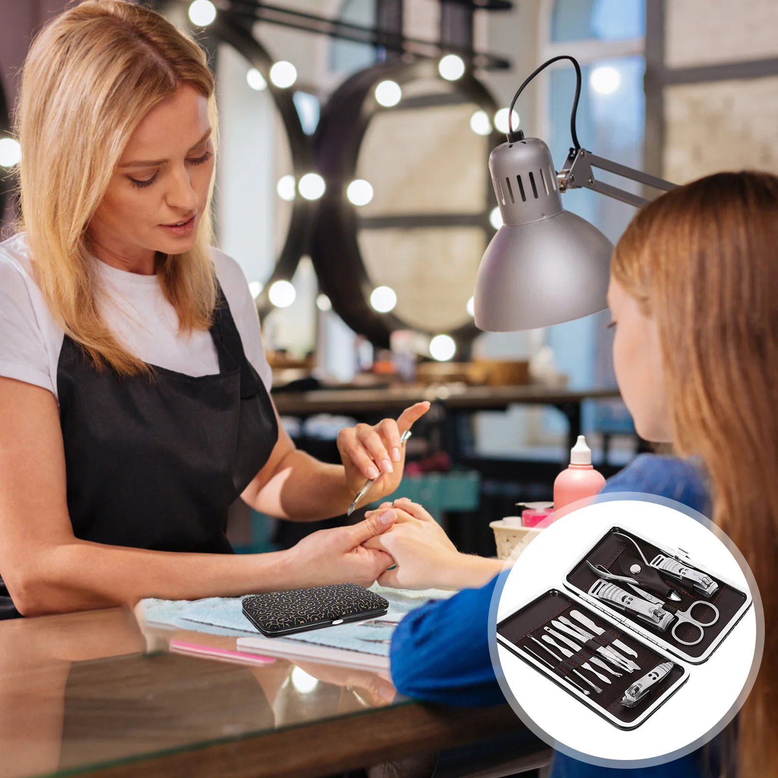 12종 네일 케어 세트 스테인리스 스틸 매니큐어 페디큐어 그루밍 키트 전문가용 손톱깎이 여행용 도구 매니큐어 키트