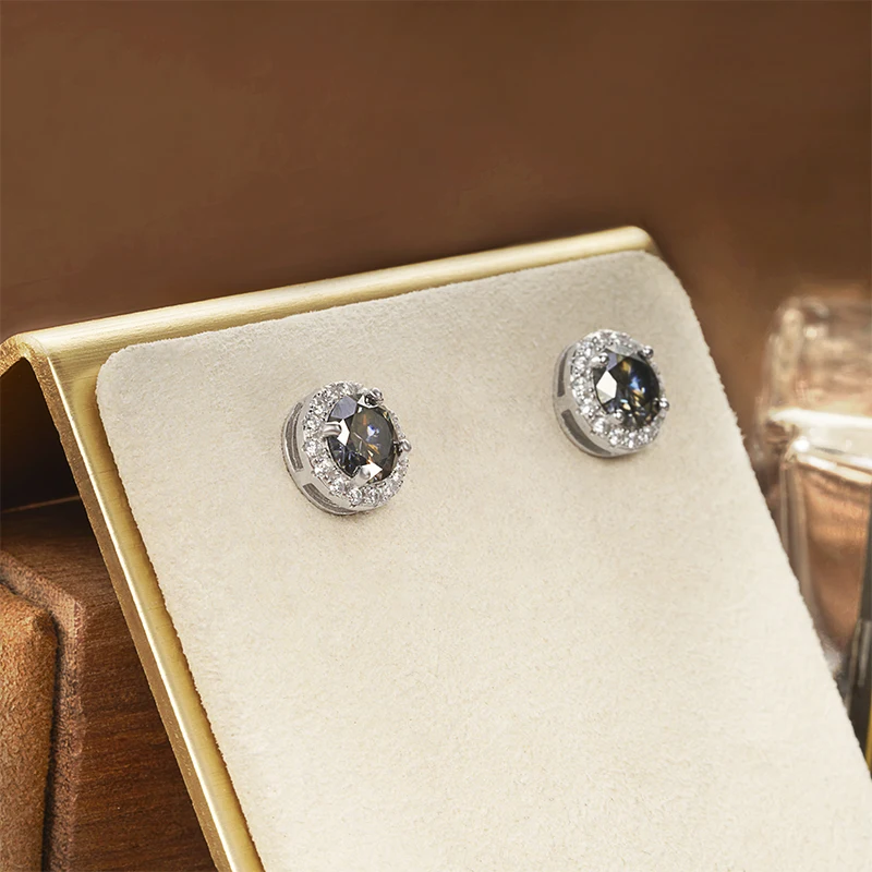 Joyce Kelly 6,5 mm 1 Karat bunte Moissanit-Ohrringe, Unisex, männlich, weiblich, S925-Sterlingsilber, funkelnder feiner Schmuck, Herren-Ohrstecker – Detail 15