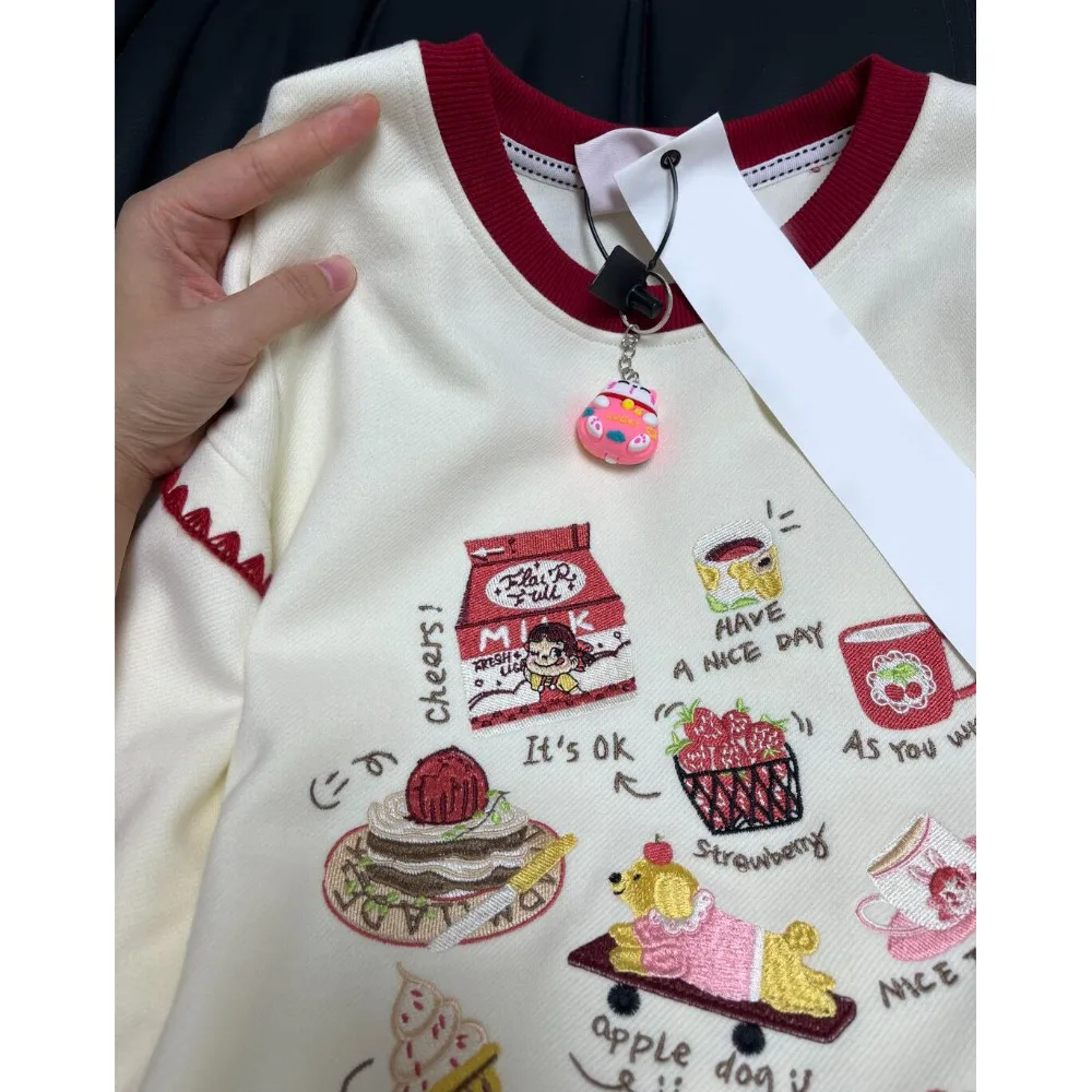 

Apricot Cute Y2K Cartoon Embroidery Sweatshirt Harajuku Loose Oversize Long Sleeve Pullover Sweet Lolita E-girl Japanese Hoodie