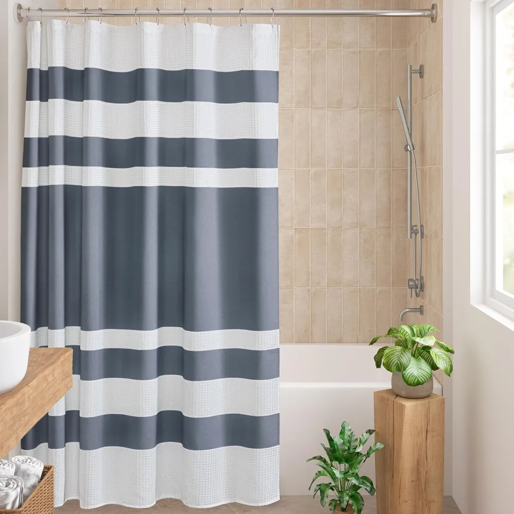 

Waffle Shower Curtain Pieced Fabric Extra Long Premium Spa Quality Modern Shower Curtains for Bathroom, Shower Curtains