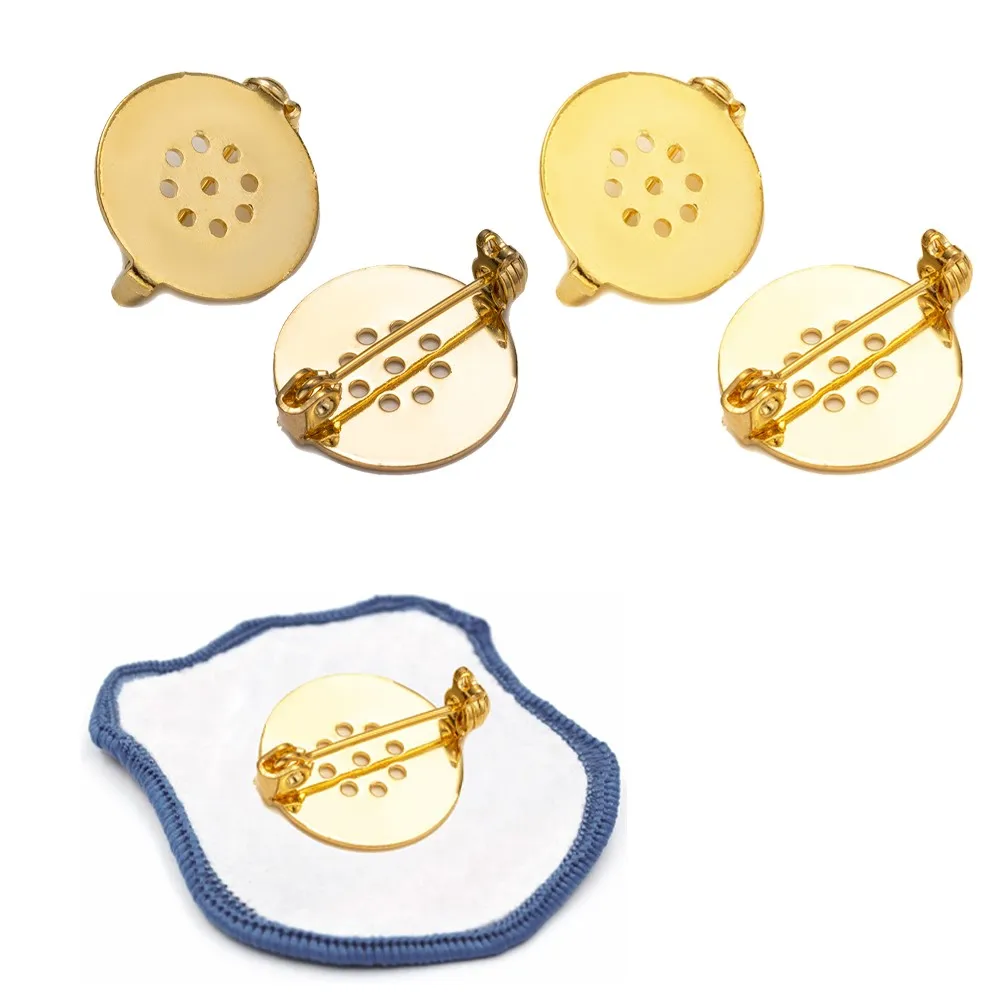 Paramètres de Base de disque de 17mm, 10 pièces, broche arrière, lunette, Cabochon vierge, plateaux ronds, Badge, épingles de sûreté, accessoires de fabrication de bijoux à faire soi-même