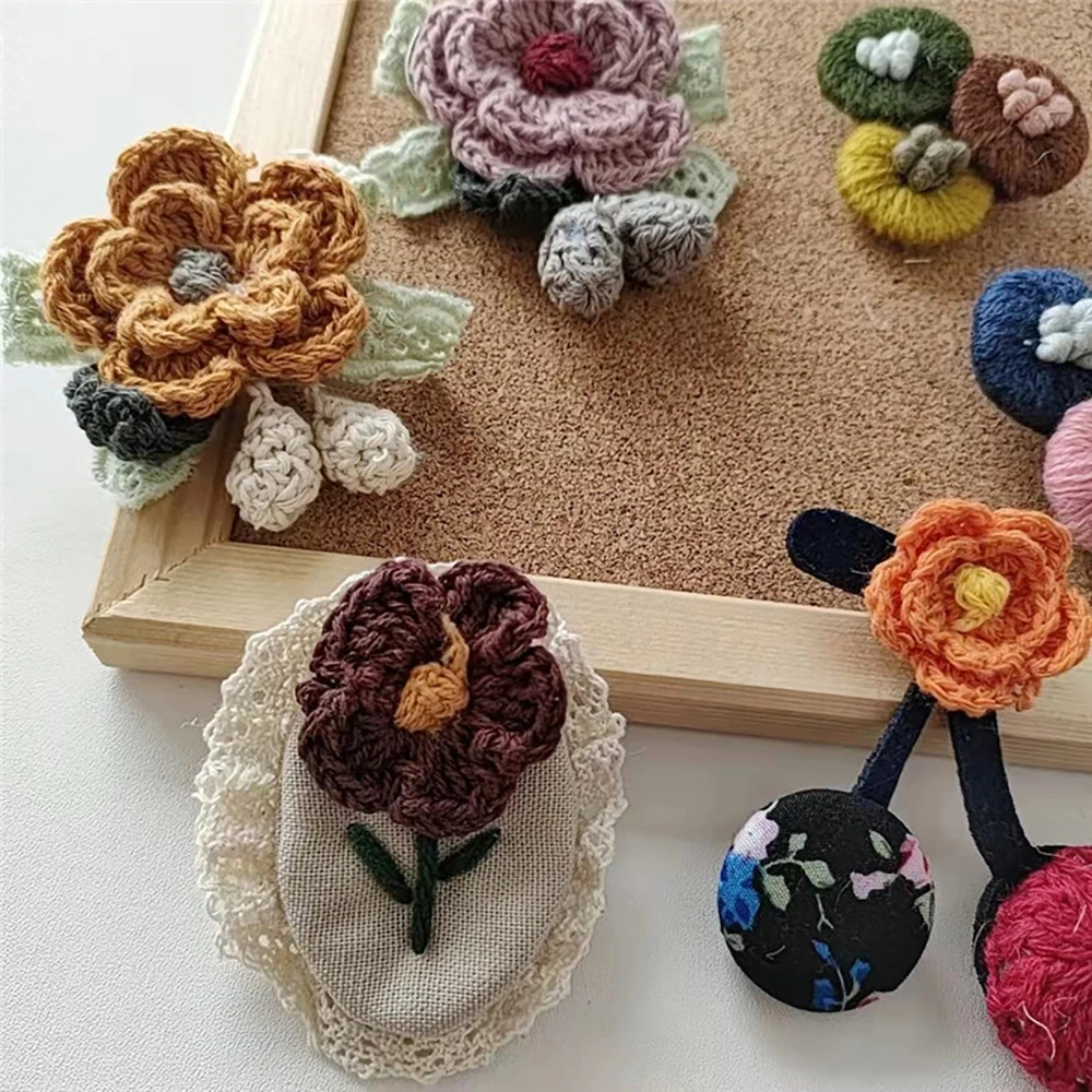 3D Handmade Korea Japan Style Flower Patch With Pin DIY Applique for Coat Sweater Bag Decoration Brooch