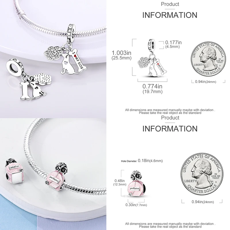 925 Sterling Silber Kaffeekanne Pfotenabdruck Koffer Kunstpalette Böser Blick Elefanten-Charm-Perlen Original DIY Armband Geschenk für Frauen – Detail 18
