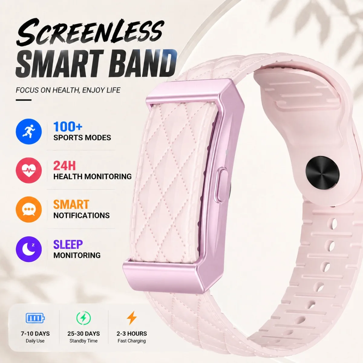 Long Battery Life 2026 New Smart Watch Screenless Smart Wristband Fitness Track Online OTA Sport Bracelet Waterproof Smartwatch