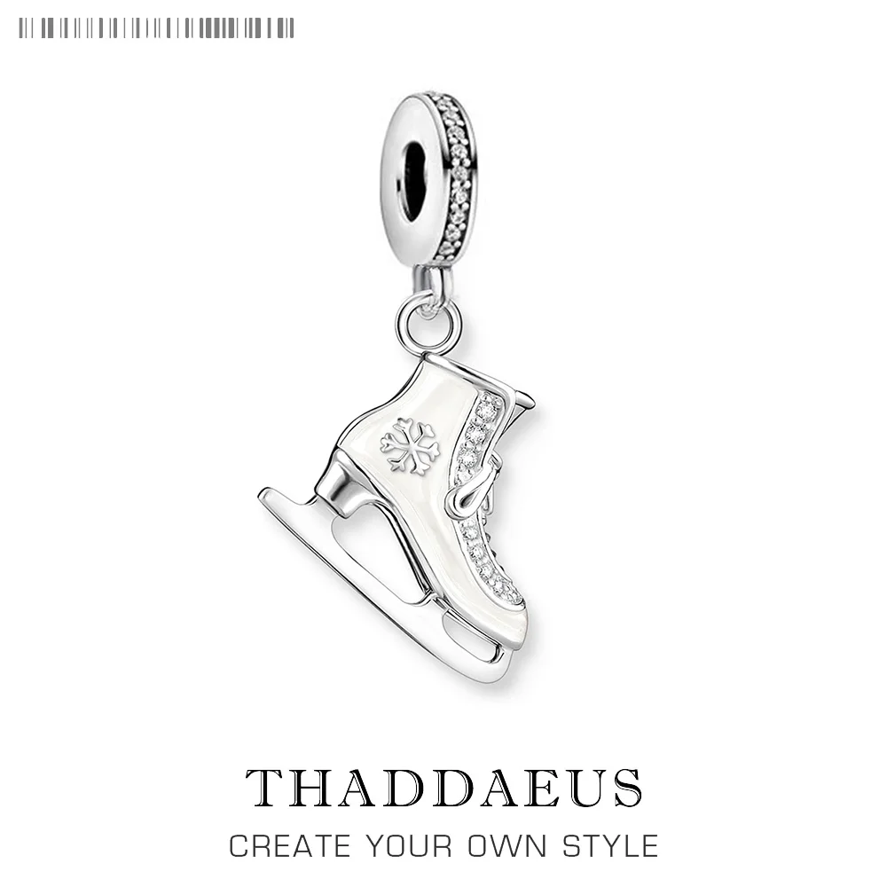 

Ice Skate Dangle Charm Pendant 925 Sterling Silver Sporty Christmas Gift For Women Men