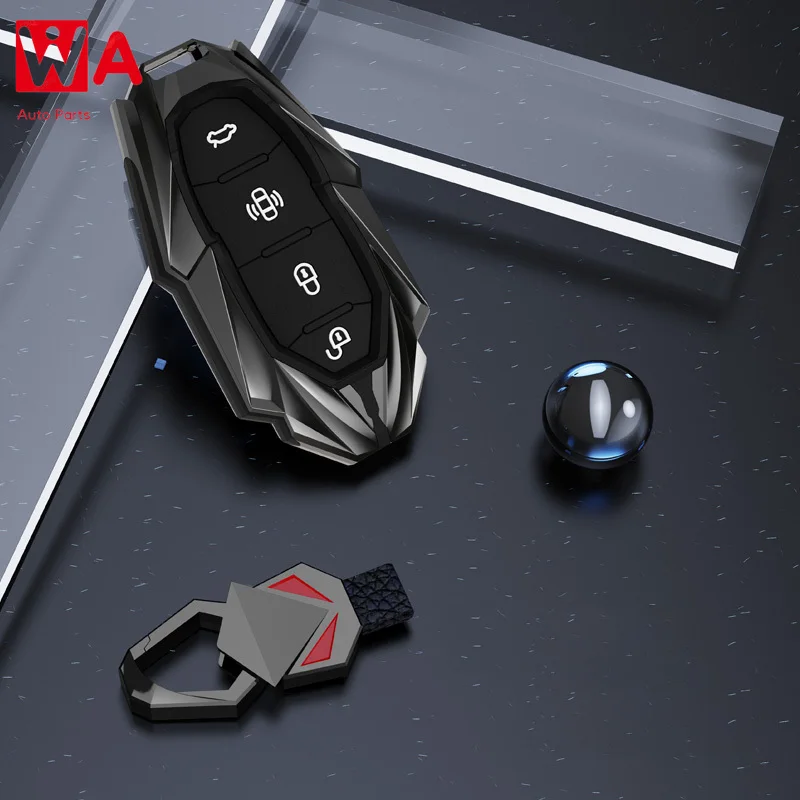 

4 Buttons Zinc Alloy+TPU Protection Shell Car Remote Key Case Cover For FAW Hongqi H5 2021 2022 2023 Hongqi H5 Accessories