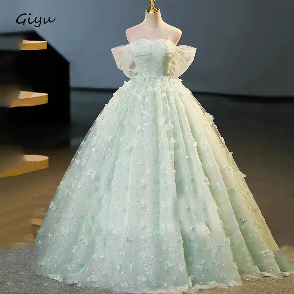 

Giyu Fairy Ball Gown Quinceanera Dress Off the Shoulder Butterfly Floor-Length Evening Gown Dress Concert Evening Dress