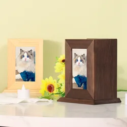 Solid Wood Urns for Pet Ashes, Cremation Urn with Photo Frame, Animals Coffins, Cat and Dog